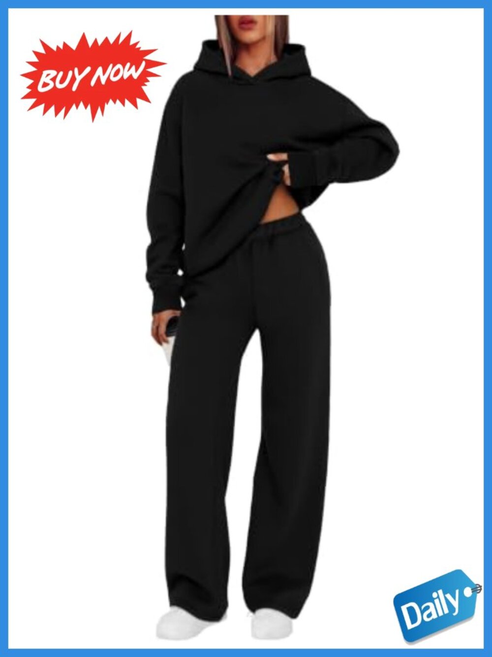 Women's 2 Piece Sweatsuit Lounge Set with Hoodie and Wide Leg Pants